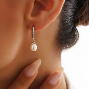 گوشواره نقره زنانه حلقه ای مروارید دار