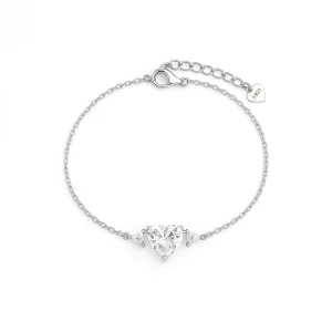 دستبند نقره زنانه 925 سنگ یاقوت طرح قلب