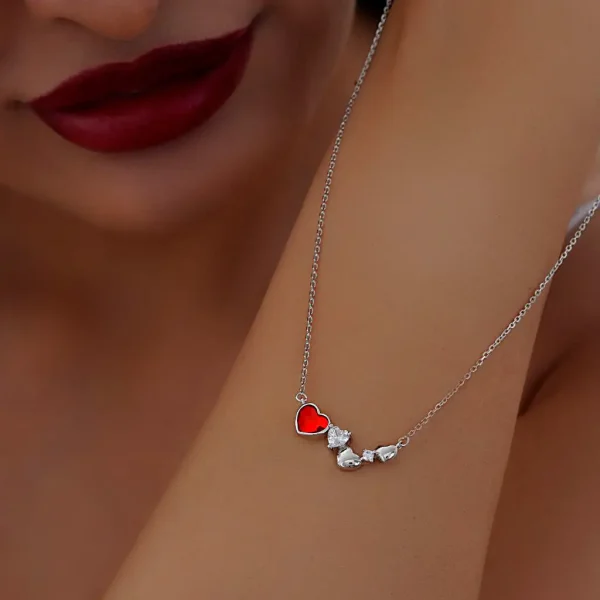 گردنبند نقره قلب قرمز