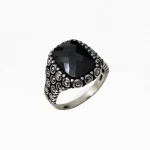 انگشتر نقره مردانه ترک سنگ اونیکس (Onyx)