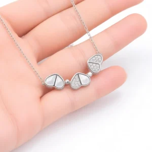 گردنبند نقره زنانه طرح چهار قلب مگنتی