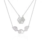 گردنبند نقره زنانه طرح چهار قلب مگنتی