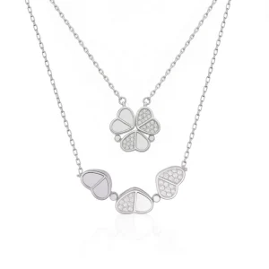 گردنبند نقره زنانه طرح چهار قلب مگنتی