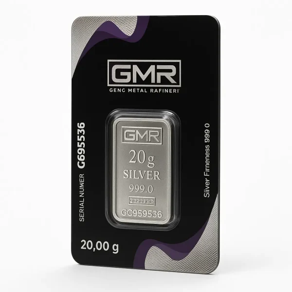 شمش نقره 20 گرمی 999 عیار برند GMR