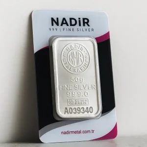 شمش نقره 50 گرمی 999 عیار برند ندیر/ NADIR