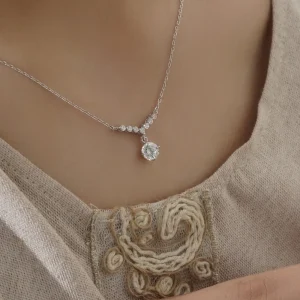 گردنبند نقره 925 دخترانه تک نگین | خرید قسطی فروشگاه یادگار