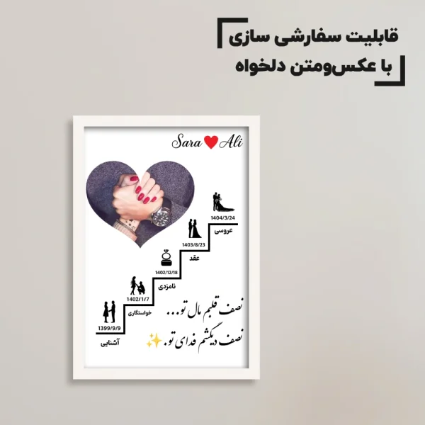 تابلو آشنایی تا ازدواج با عکس و متن دلخواه | خرید قسطی اسنپ‌پی از فروشگاه یادگار