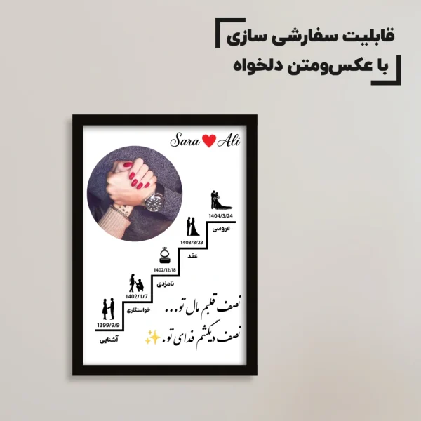 تابلو آشنایی تا ازدواج با عکس و متن دلخواه | خرید قسطی اسنپ‌پی از فروشگاه یادگار
