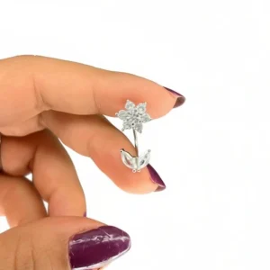 پیرسینگ ناف نقره مدل گل و برگ | خرید قسطی اسنپپی از فروشگاه یادگار