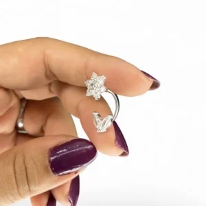 پیرسینگ ناف نقره مدل گل و برگ | خرید قسطی اسنپپی از فروشگاه یادگار