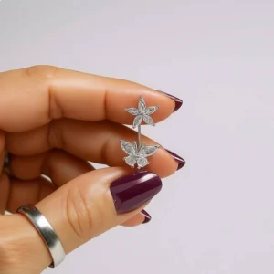 پیرسینگ نقره ناف مدل گل و پروانه | خرید قسطی اسنپ‌پی از فروشگاه یادگار