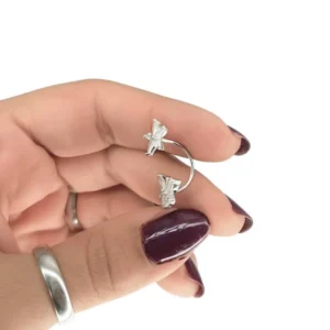 پیرسینگ نقره ناف مدل گل و پروانه | خرید قسطی اسنپ‌پی از فروشگاه یادگار