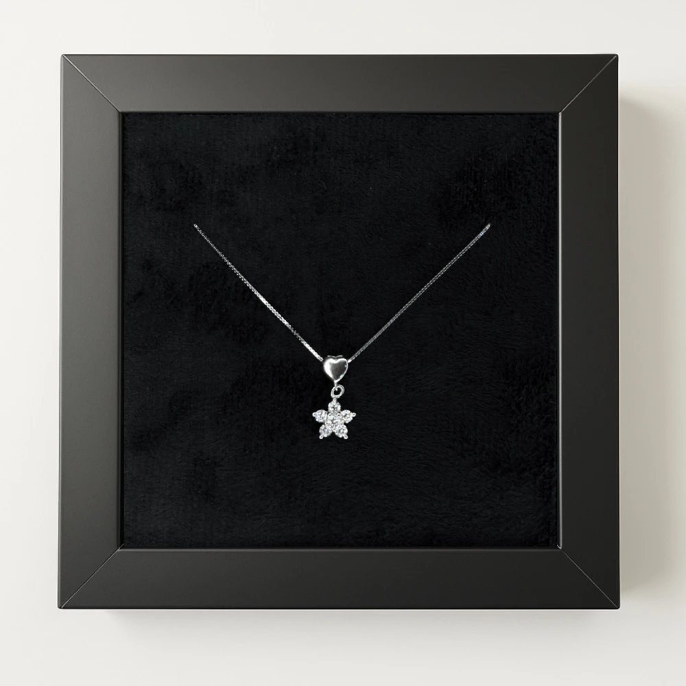 گردنبند نقره طرح قلب و گل نگین_دار گردنبند نقره طرح قلب و گل نگیندار