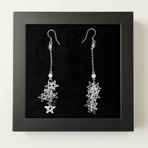 گوشواره نقره آویز ستاره‌ای نگین‌دار