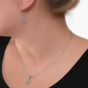 نیم ست نقره 925 اصل مدل اشکی نگیندار