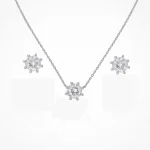 نیم ست نقره 925 اصل مدل خورشیدی نگین‌دار