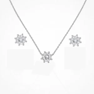 نیم ست نقره 925 اصل مدل خورشیدی نگین‌دار