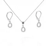 نیم ست نقره 925 اصل مدل اشکی نگیندار