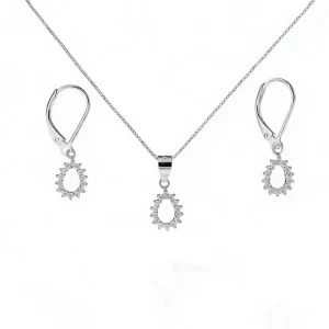 نیم ست نقره 925 اصل مدل اشکی نگیندار