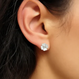 گوشواره نقره 925 اصل مدل گل صدفی