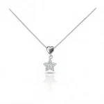 گردنبند نقره طرح قلب و گل نگین‌دار