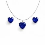 نیم ست نقره اصل 925 مدل قلب با سنگ یاقوت آبی