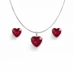 نیم ست نقره اصل 925 مدل قلب با سنگ یاقوت سرخ