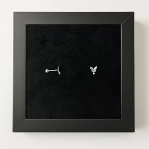 پیرسینگ گوش نقره اصل 925 عیار مدل پروانه ساده تک نگین | قسطی اسنپ پی فروشگاه یادگار