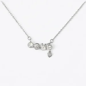 گردنبند نقره 925 اصل طرح نگین و لاو با آویز قلبی