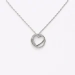 گردنبند نقره 925 اصل مدل حلقه و قلب نگین‌دار