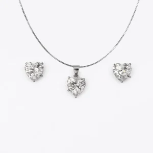 نیم ست نقره 925 اصل مدل قلبی و نگین‌دار