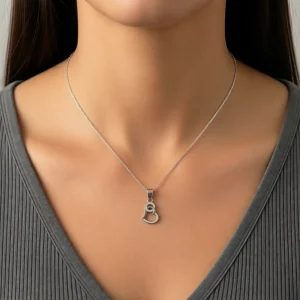 گردنبند نقره دخترانه حلقه و قلب نگین دار