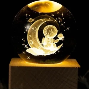 چراغ رومیزی/خواب مدل گوی کریستالی طرح فضانورد