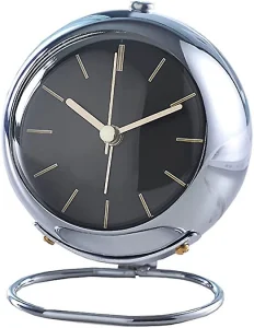 ساعت رومیزی عقربه ای چراغ دار مدل آلارم کلاک فلزی