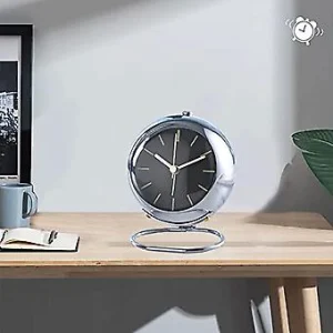 ساعت رومیزی عقربه ای چراغ دار مدل آلارم کلاک فلزی