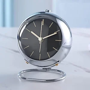 ساعت رومیزی عقربه ای چراغ دار مدل آلارم کلاک فلزی