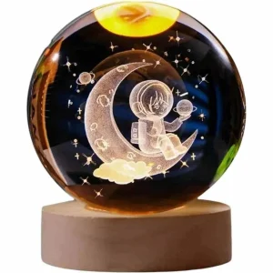 چراغ رومیزی/خواب مدل گوی کریستالی طرح فضانورد