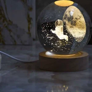 چراغ خواب گوی کریستالی فضانورد و ماه