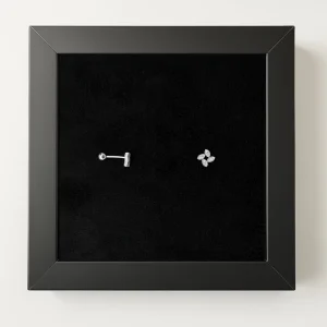 پیرسینگ نقره گوش مدل چهاربرگ نگین دار