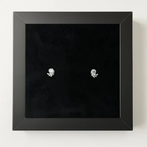 پیرسینگ گوش نقره گلبرگ و نگین با روکش طلاسفید (جفت | دوتایی)