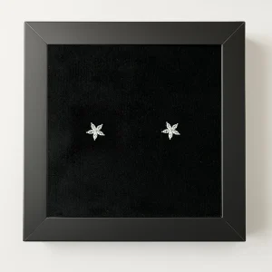 پیرسینگ نقره گوش 925 اصل طرح گلبرگ نگین دار دوتایی