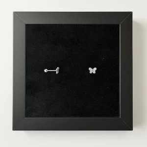 پیرسینگ نقره گوش طرح پروانه نگین دار (جفت)