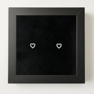 پیرسینگ نقره گوش طرح قلب نگین دار (جفت)