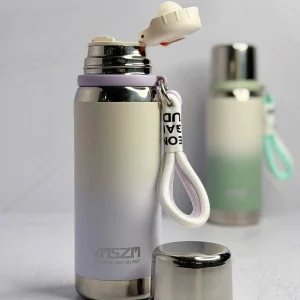 فلاسک تمام استیل کاپ دار برند SZM حجم 550 به همراه بند دستی