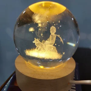 چراغ رومیزی گوی کریستالی طرح شازده کوچولو