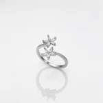 انگشتر فری سایز نقره 925 اصل مدل دو گل ساده نگین‌دار