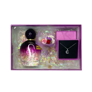 باکس هدیه دخترانه شامل ادکلن و گردنبند نقره