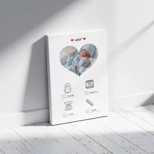 تابلو سفارشی نوزاد با طرح قلب شاسی