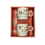 ست ماگ جفتی با جعبه کادویی طرح لاو قاشق‌دار