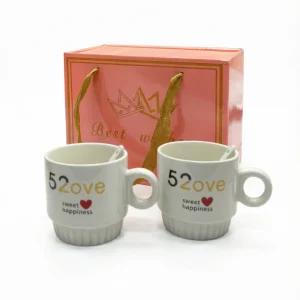 ست ماگ جفتی با جعبه کادویی طرح لاو قاشق‌دار